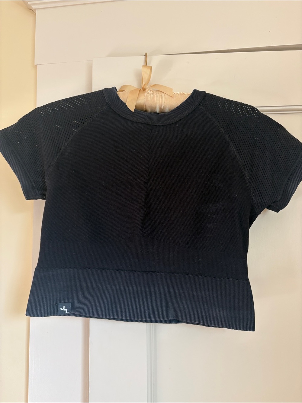 JoyLab Black Mesh-Sleeve Crop Top
